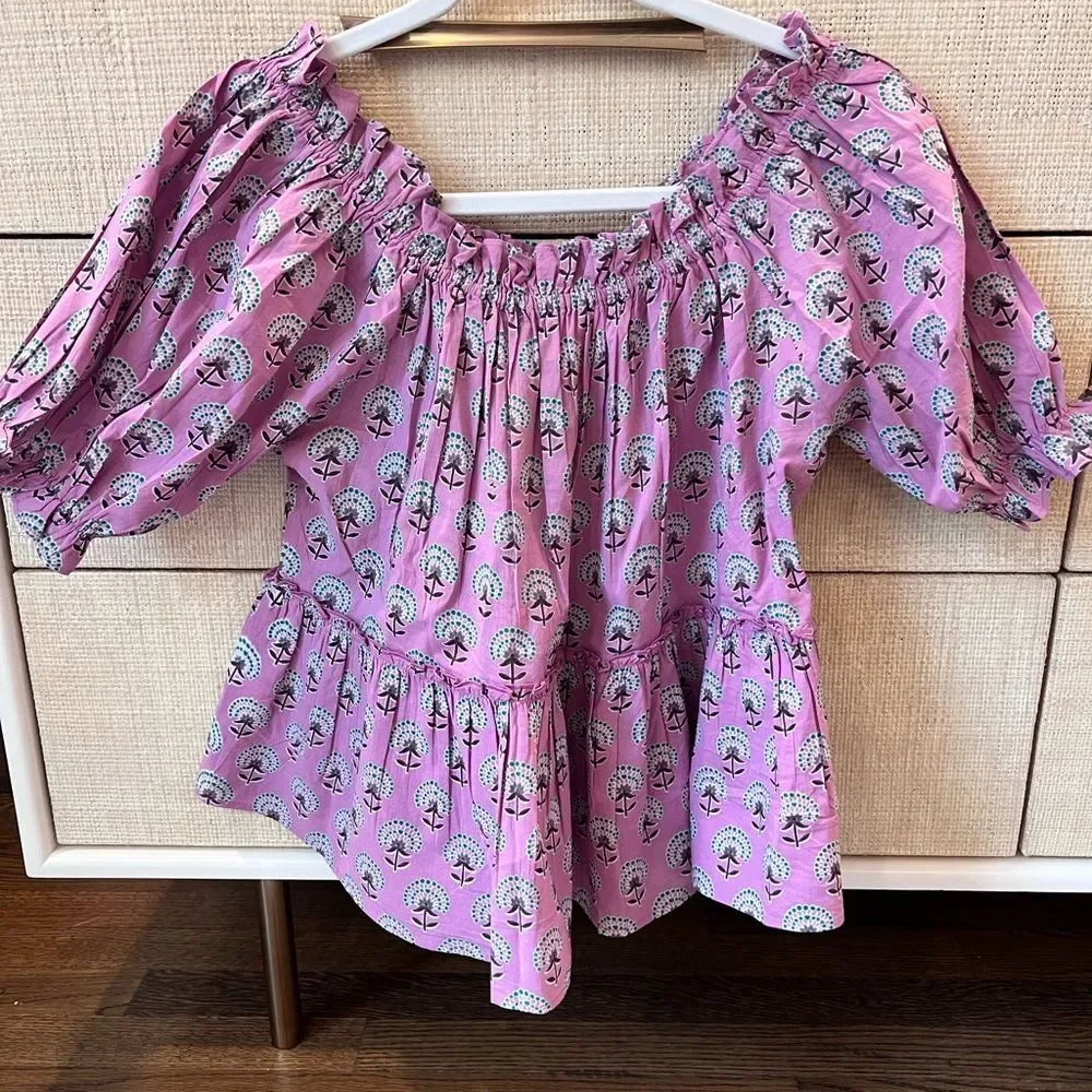NWT Sohana Purple Floral Smocked Blouse and Shorts Matching Set Medium